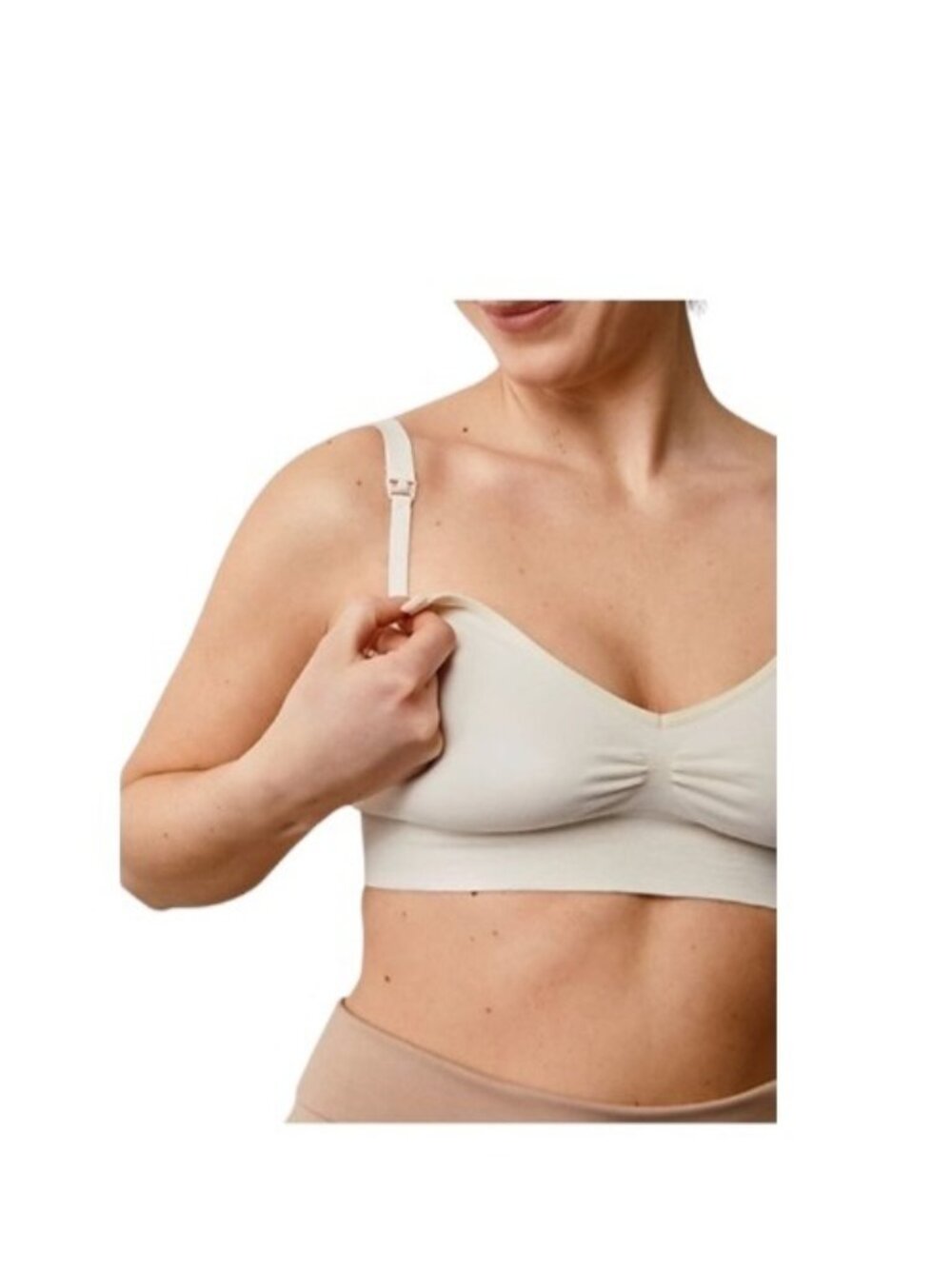 Boutique Nursing Bralette Nude Size L Adjustable Minimalist Post Partum Neutral